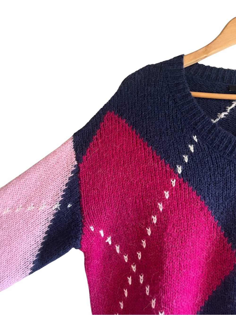 Olsen Olivia argyle sweather in soft alpaca knit sweater Sz M like new condition - Picture 5 of 13